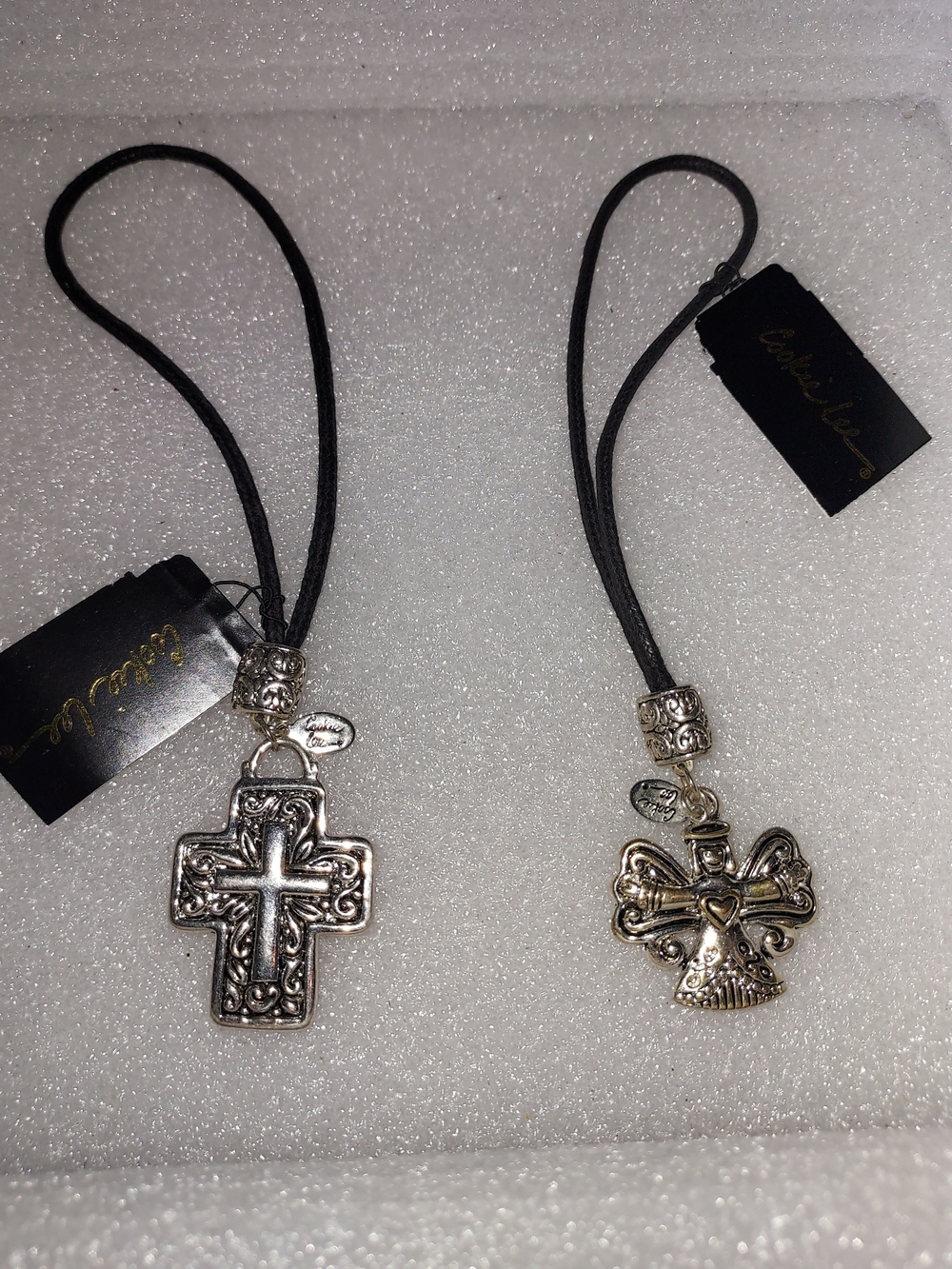 Silver Cross and Angel Pendant Necklace - Women Accessories